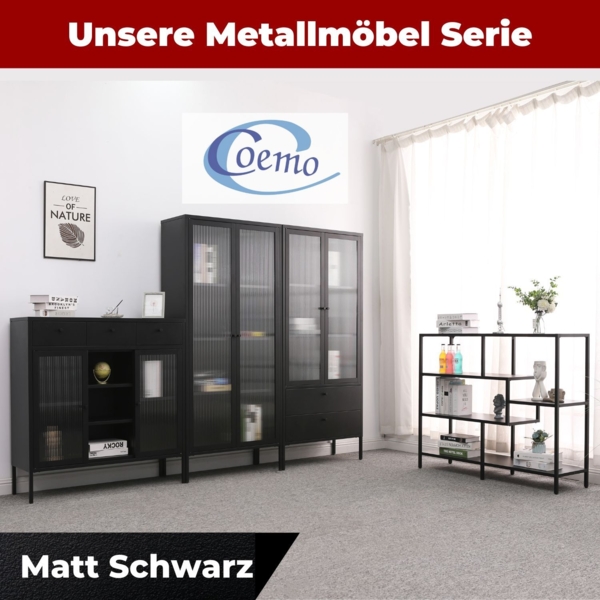 Coemo Regal Chicago M Raumteiler aus Metall mit 5 Ablageflächen Schwarz Bild 8