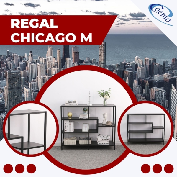 Coemo Regal Chicago M Raumteiler aus Metall mit 5 Ablageflächen Schwarz Bild 5