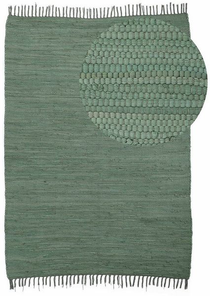 carpetfine Teppich Kelim Chindi uni, auch als Läufer, rechteckig, Höhe: 5 mm, Wendeteppich, reine Baumwolle, handgewebt, Uni-Farben, mit Fransen