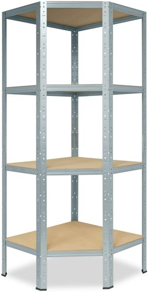 shelfplaza HOME 155x60x30 cm Eckregal in grau-verzinkt mit 4 Böden und 175 kg Traglast pro Boden