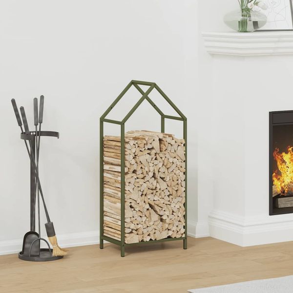 vidaXL Brennholzregal Olivgrün 40x25x90 cm Kaltgewalzter Stahl 864298
