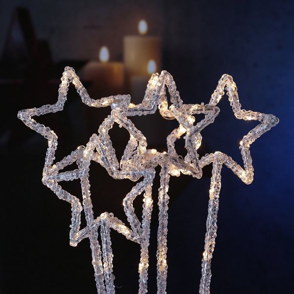 MARELIDA LED-Stern für außen LED Gartenstecker Acryl Sterne 5 Leuchtsterne Außen Weihnachtsdeko, LED Classic, warmweiß (2100K bis 3000K)