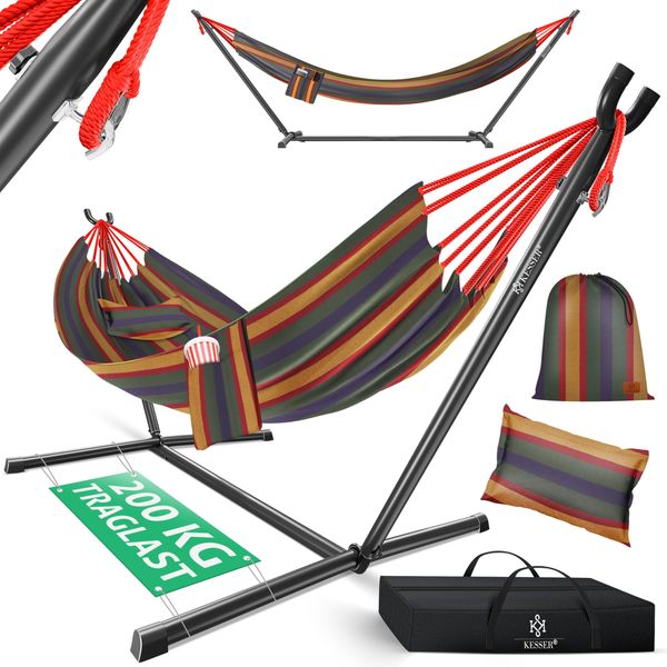 KESSER® Hängematte LAKE mit Gestell, für 2 Personen, 200kg Belastbarkeit, Bunt