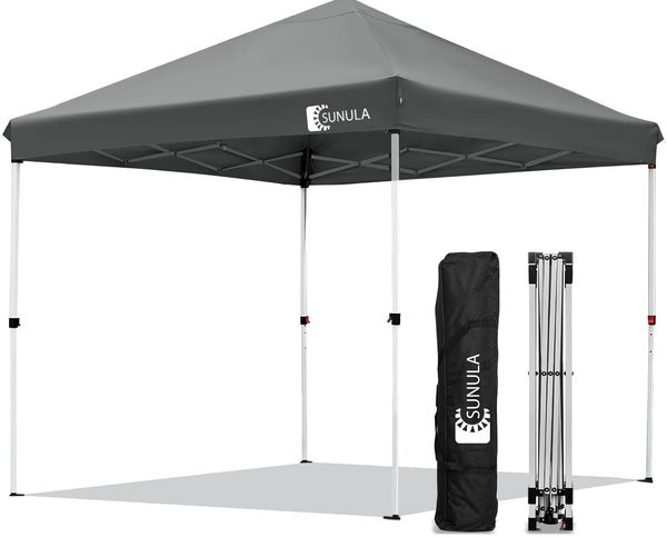 Sunula Pavillon 3x3 Wasserdicht Stabil Winterfest mit 4 Seitenwänden, Faltpavillon 3x3 m mit Verdickten Röhren, Partyzelt Gartenpavillon Faltzelt, (Anthrazit, 3x3 Ohne Seitenwände)