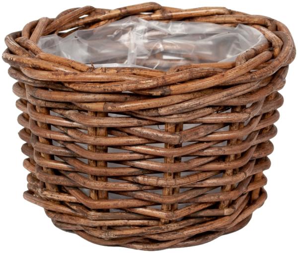 Pflanzkorb VERONA-Rund ca. D20cm Natural Brown Rattan Blumenkasten Blumenkorb