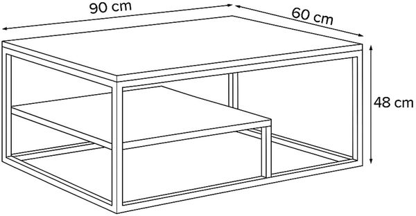 AX LIVING Modern Wohnzimmertisch Pokie 90 cm, Weiß, Schwarzes Gestell Bild 3