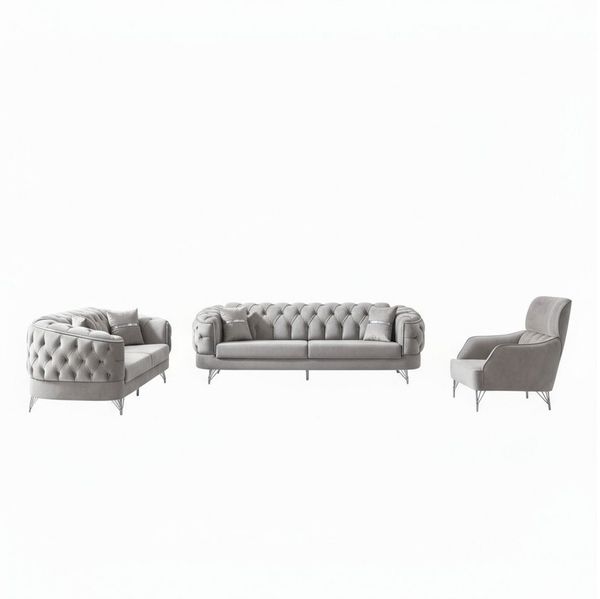 Palms-Store Sofa -Set Imagine, zeitlose Eleganz mit edler in luxuriösem Samt, Spar-Set, 3-Sitzer + 2-Sitzer + Sessel I 3-Sitzer mit Schlaffunktion