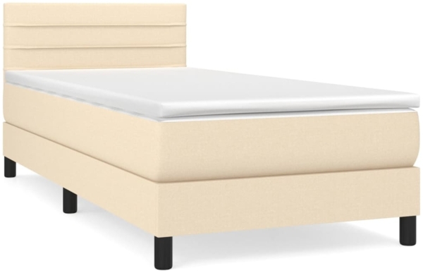 vidaXL Boxspringbett mit Matratze Creme 90x190 cm Stoff 3140102