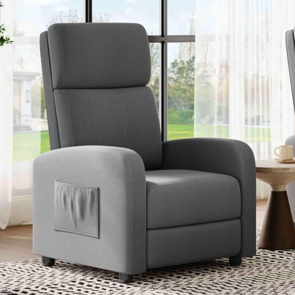 GarveeHome Relaxsessel Fernsehsessel Ruhesessel Liegesessel mit Liege-Funktion Polstersessel Leinen verstellbar Einzelliegesessel Wohnzimmer Schlafzimmer Heimkino (Grau2)