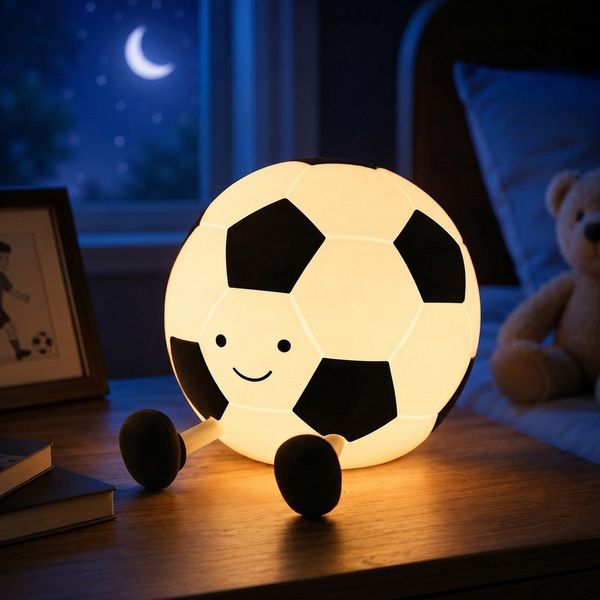ANYSUN LED Nachtlicht Kinder Fußball Silikonlampe mit Touch-Steuerung und Timer, 1200mAh wiederaufladbare Nachtlampe, Geschenk für Mädchen Jungen, Warmweiß, Tageslichtweiß, Bedside Touch Nachtlicht Deko für Kinderzimmer Schlafzimmer