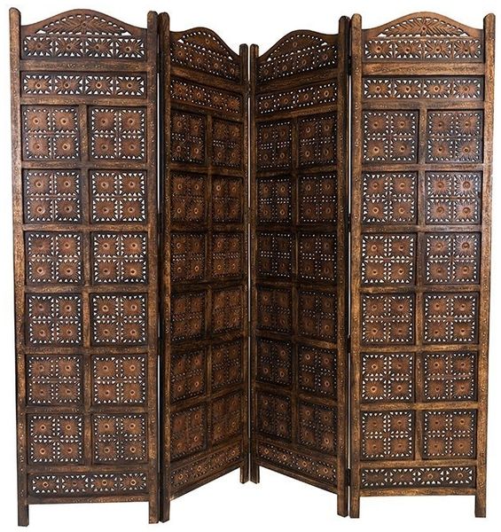 Marrakesch Orient & Mediterran Interior Paravent Paravent Kamala Raumteiler Holz Handarbeit orientalisch 200cm (1 St), Handarbeit