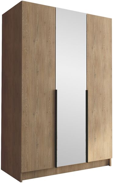Drehtürenschrank Cikzori II, Kleiderschrank mit 3 Türen, Frontspiegel (Farbe: Eiche Cremona / Eiche Cremona + Schwarz) Bild 3