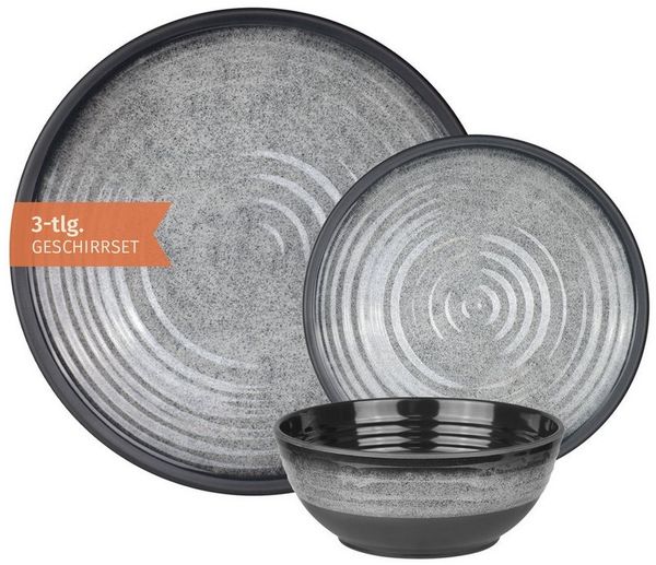 Moritz Geschirr-Set Camping Geschirr Stone Grey 3-teilig