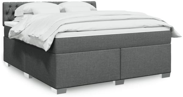 vidaXL Boxspringbett mit Matratze Dunkelgrau 180x200 cm Stoff 3285975