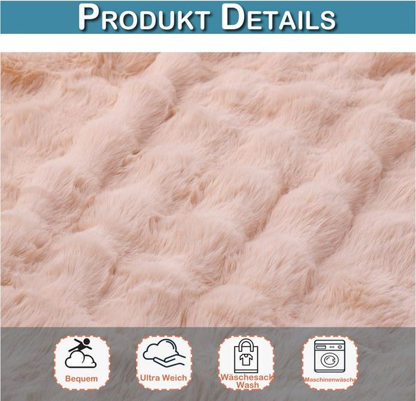 Überwurf Plüsch Kuscheldecke Flauschig Decke, Super Weiche Kuschelige, Sunicol, Kaninchen Kunstfell Warme Sofaüberwurf für Couch Bett Sofa