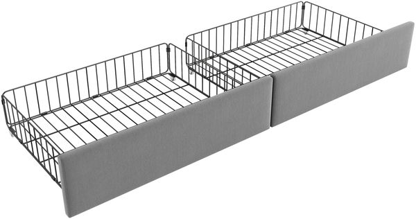 Polsterbett 90×190 cm mit 2 Schubladen und Samtbezug, L-Form, Grau, ohne Matratze Bild 9