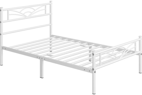 Yaheetech Metallbett mit Lattenrost, Wolkenmuster, Metall Weiß, 90x200 cm