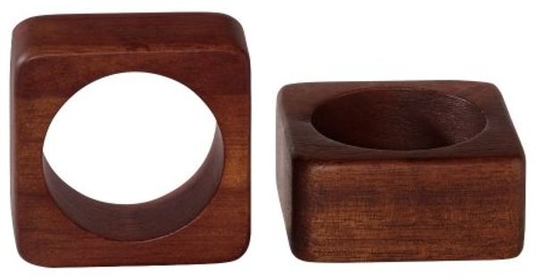ASA 2er Set Serviettenringe, quadrat. glatt wood