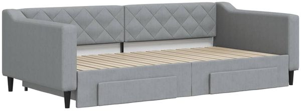 vidaXL Tagesbett Ausziehbar mit Schubladen Hellgrau 100x200 cm Stoff 3197467 Bild 3