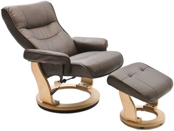 Relaxsessel >Montreal< mit Hocker Leder, TV Sessel Belastbarkeit bis 130 Kg, Braun Bild 4