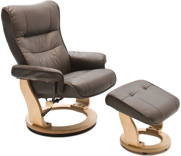 Relaxsessel >Montreal< mit Hocker Leder, TV Sessel Belastbarkeit bis 130 Kg, Braun Bild 3
