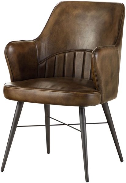 Stuhl Echtleder 55x62x84 dunkelbraun IRON LABEL #30