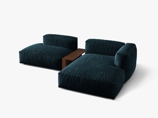 Micadoni Ecksofa Martina 2-Sitzer mit Couchtisch Rechts Samt Tiefes Petrol Bild 3