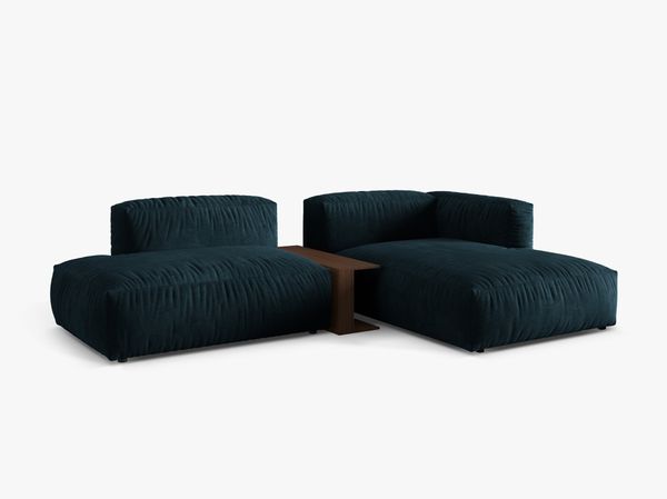 Micadoni Ecksofa Martina 2-Sitzer mit Couchtisch Rechts Samt Tiefes Petrol Bild 2