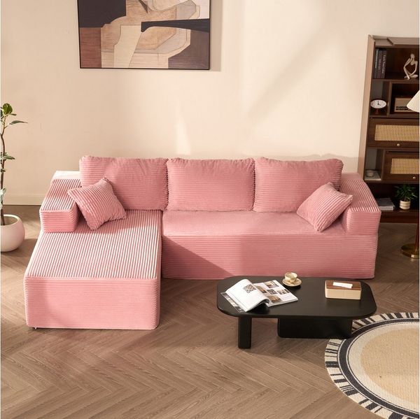 LITBIRD Sofa Modulares L-förmiges Ecksofa mit Schlaffunktion, 272 x 175 x 61 cm, 1 Teile, Rahmenloses Schlafsofa mit symmetrischem Doppelsitz, montagefrei