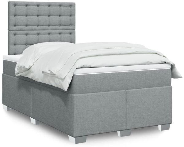 vidaXL Boxspringbett mit Matratze Hellgrau 120x190 cm Stoff 3290441