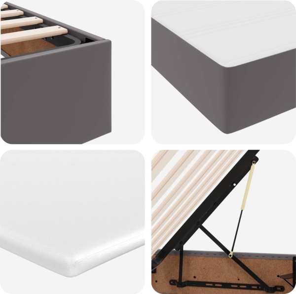 vidaXL Aufbewahrungsbett mit Matratze Grau 120x200 cm Kunstleder 3370160 Bild 10