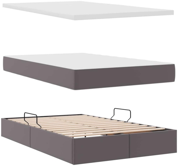 vidaXL Aufbewahrungsbett mit Matratze Grau 120x200 cm Kunstleder 3370160 Bild 7