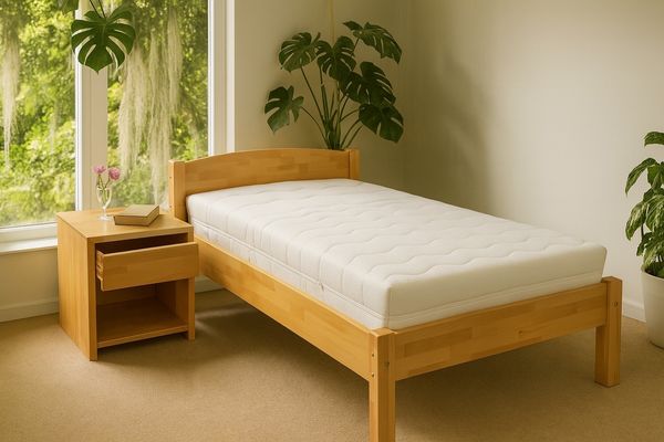 Einzelbett Buche geölt Holzbett stabiles Bett 100x200 #4462