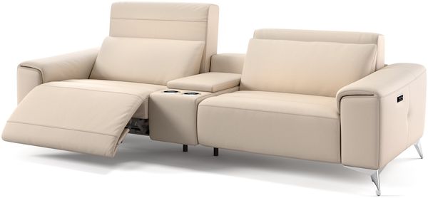 Sofanella Ledersofa BELLA Homecinema Kinositze Couch in Creme XL: 252 Breite x 100 Tiefe