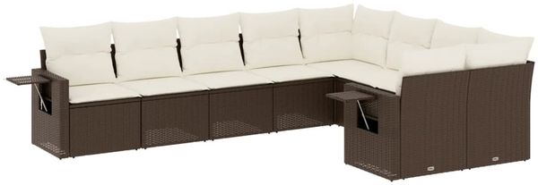 vidaXL 9-tlg. Garten-Sofagarnitur mit Kissen Braun Poly Rattan 3220642 Bild 2