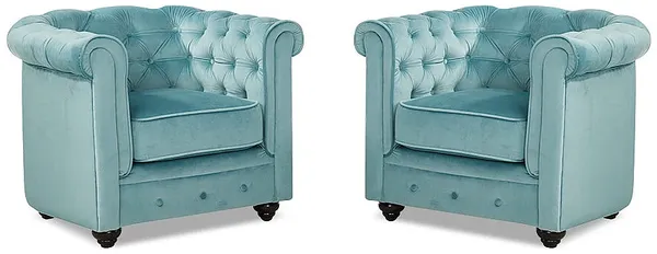 Vente-unique - CHESTERFIELD Sessel SamtStoff Blau - B 78 cm x H 72 cm x L 82 cm