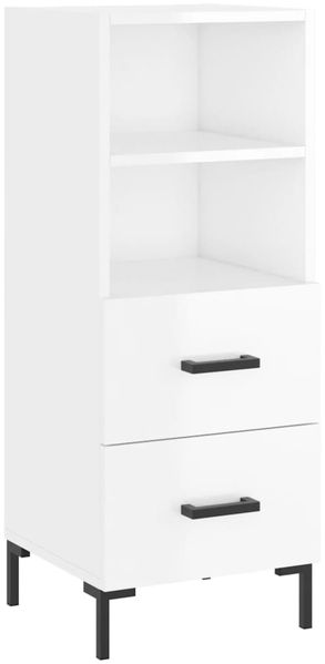 Sideboard, Kommode Hochglanz-Weiß 34,5x34x90 cm Holzwerkstoff j1790p