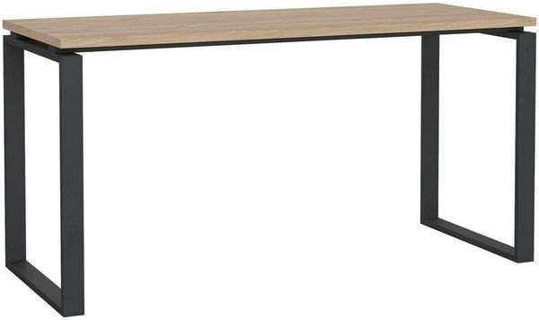 Dmora Schreibtisch Arignano, Mehrzweckschreibtisch, Bürotisch für PC, Eckschreibtisch, 150x60 h76 cm, Eiche und Grau
