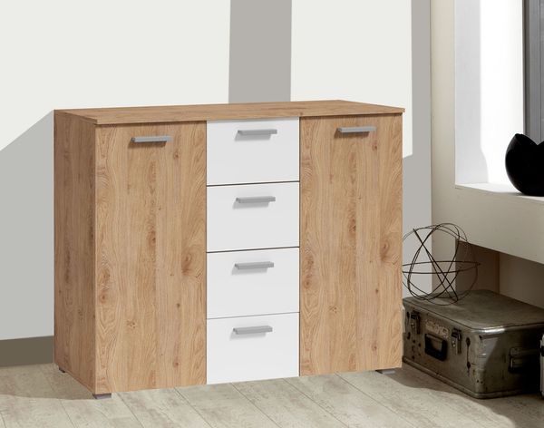 Kommode Galaxy Sideboard 132cm eiche beaufort weiß