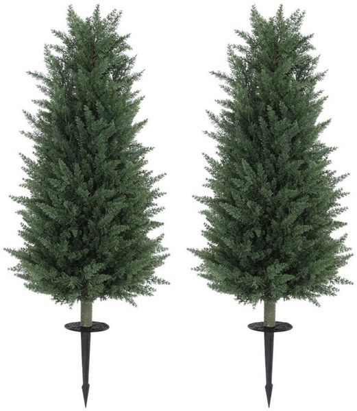 MC Star Künstlicher Weihnachtsbaum Zypresse 2er-Set mit Erdspieß 100 cm Plastik Kunstpflanze, künstliche Pflanzen, Kunstbaum wie echt Deko
