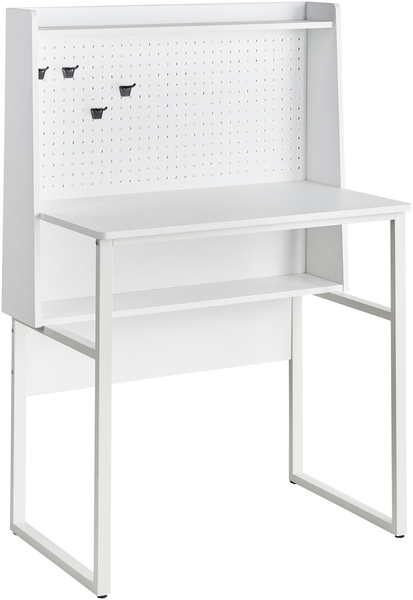Schreibtisch mit Lochplatte BUXTON Weiß 84 cm 48 cm