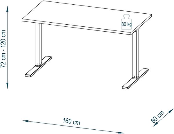 Schreibtisch >e-desk< in platingrau/alu - 160x72x80 (B/H/T) elektrisch verstellbar Bild 4