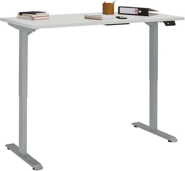 Schreibtisch >e-desk< in platingrau/alu - 160x72x80 (B/H/T) elektrisch verstellbar Bild 3