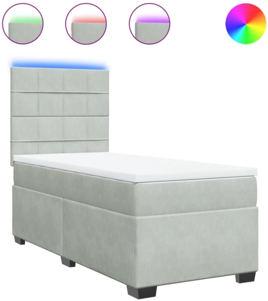vidaXL Boxspringbett mit Matratze Hellgrau 90x190 cm Samt 3293086