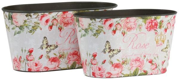 Viana Blumentopf Pflanztöpfe Set Rosen Dekogefäß Blumenwanne Kunststoff 21,5/18,5cm
