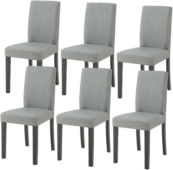 Esszimmerstuhl Hamburg 6er Set Textil Hellgrau [en. casa]
