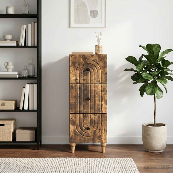 vidaXL Schubladenschrank Geräucherte Eiche 33 x 34,5 x 90 cm 894160