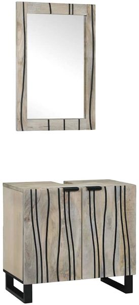 vidaXL Badezimmerschrank-Set 2 pcs Weiß Massivholz Mango 3310048