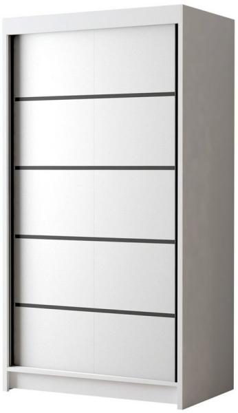 Kleiderschrank Letto IV 100 cm - Modern Schwebetürenschrank, Schiebetürenschrank mit Kleiderstange und Einlegeboden, Schlafzimmerschrank, Schiebetüren - 100x200x58 cm (Weiß)