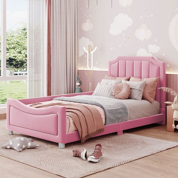 Polsterbett 90x200 cm aus Flanell in Rosa – wandlungsfähig als Schlafsofa mit abgerundetem Bogendesign